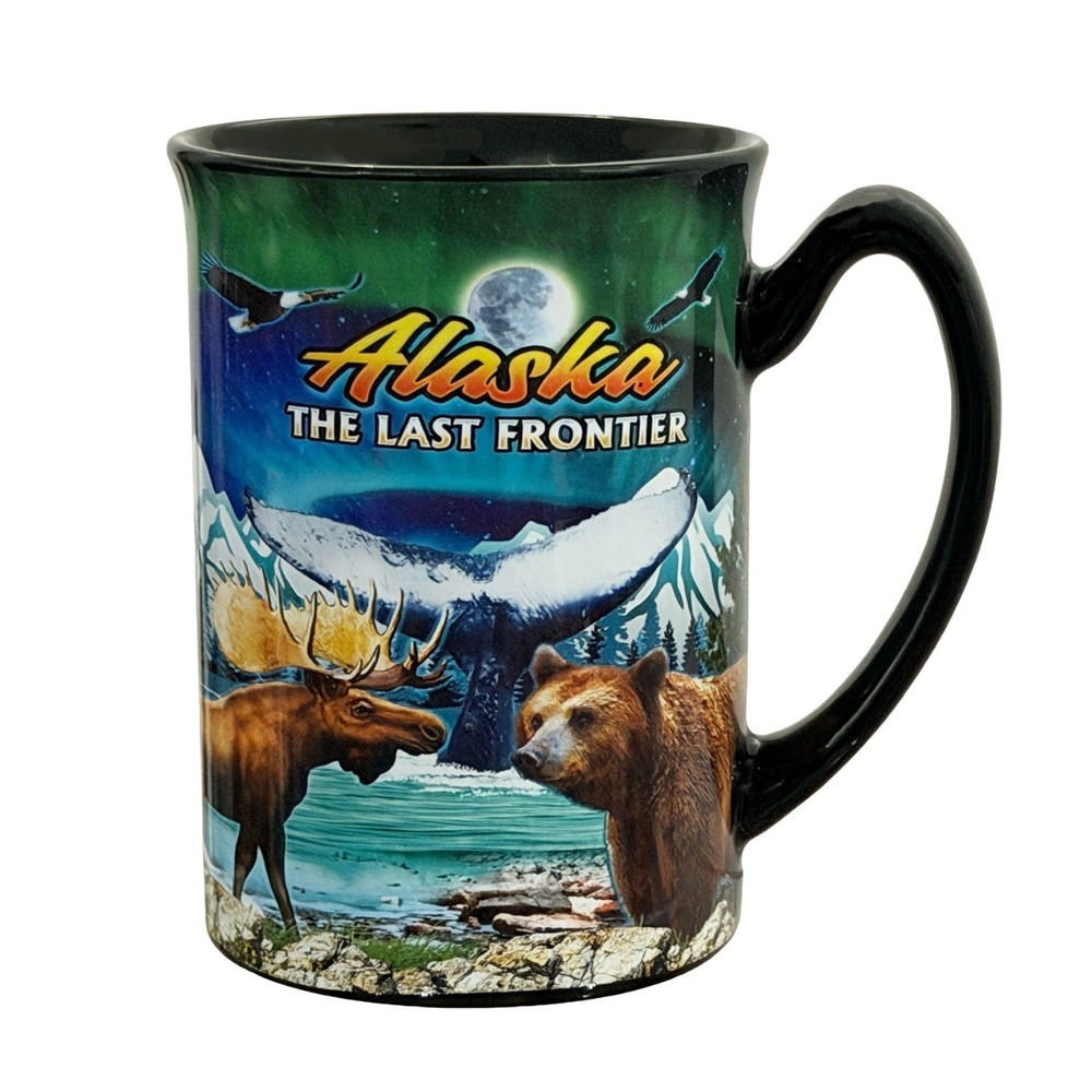 Alaska The Last Frontier Coffee Mug Bear Moose Eagle Whale Vacation Souvenier